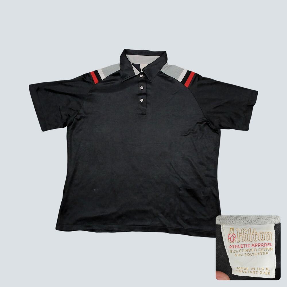 Vintage 70s Hilton Boxy Striped Polo Shirt Large
